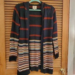 Navy blue striped hooded sweater